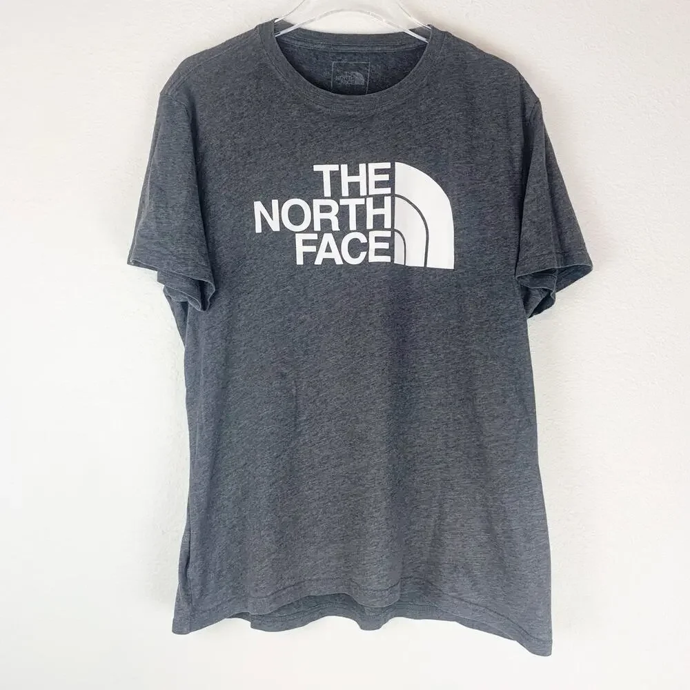 The North Face Shirt Mens Large‎ Gray Spell Out Graphic Tee Short Sleeves Crew L